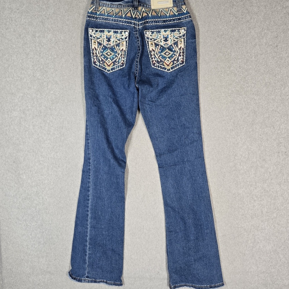 Sexy Couture Women Jeans 1 Blue Denim Embroidered Geometric Bootcut
